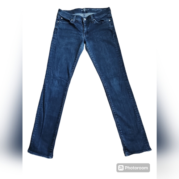 7 For All Mankind Women's Straight Leg Blue Jean Pants Size 30 - Picture 2 of 4